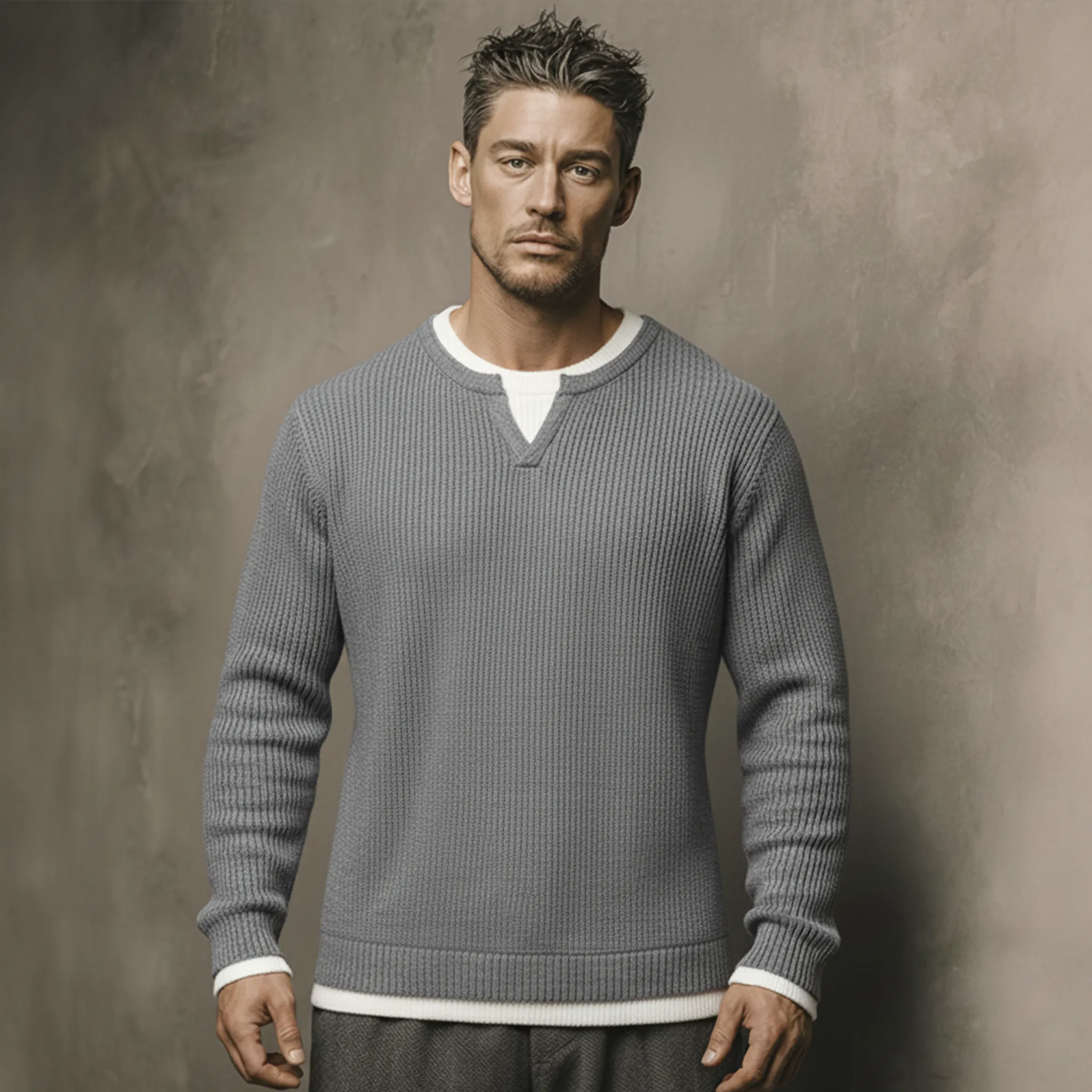 Men's Classic Casual Two-piece Pullover Sweater MTA1213K6K sold by Manly product image thumbnail 3