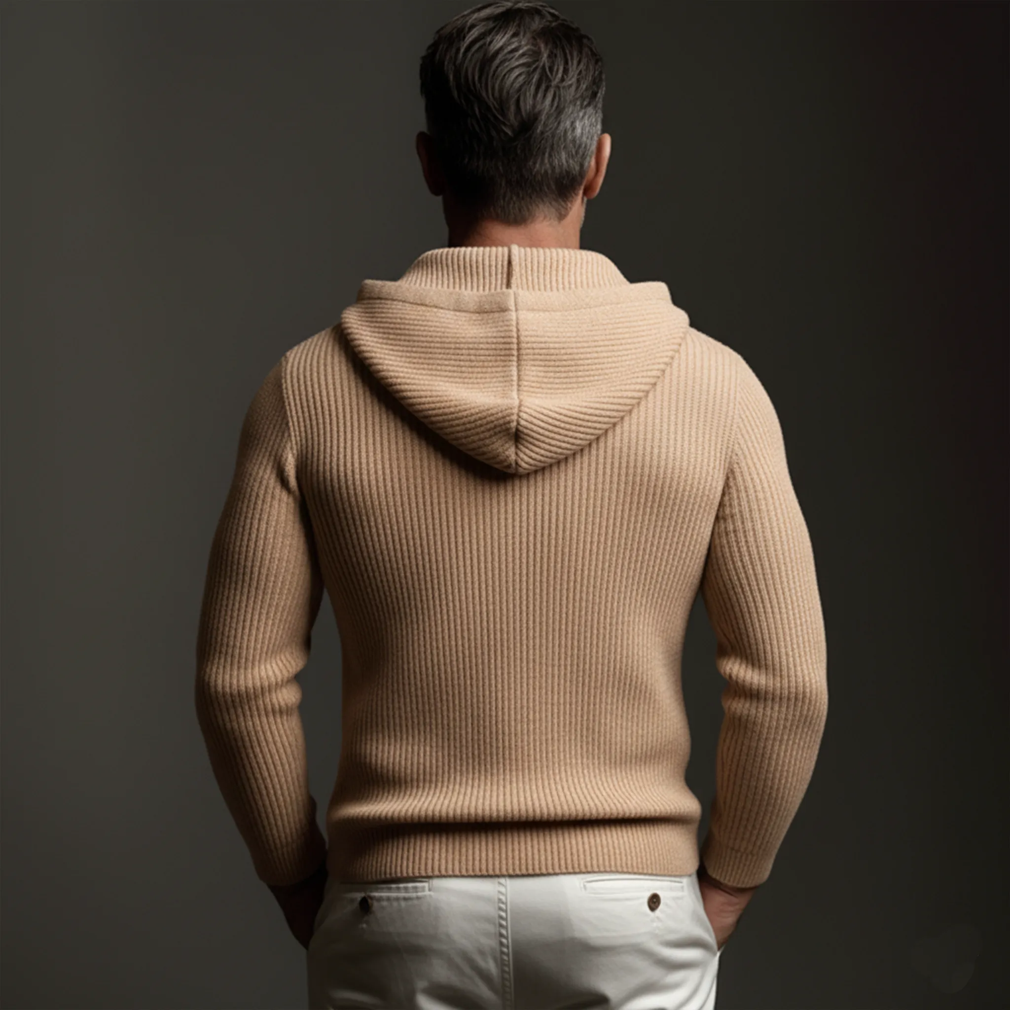 Men's Classic Casual Deep V-neck Hooded Slim-fit Sweater MTA1241K0K sold by Manly product image thumbnail 4