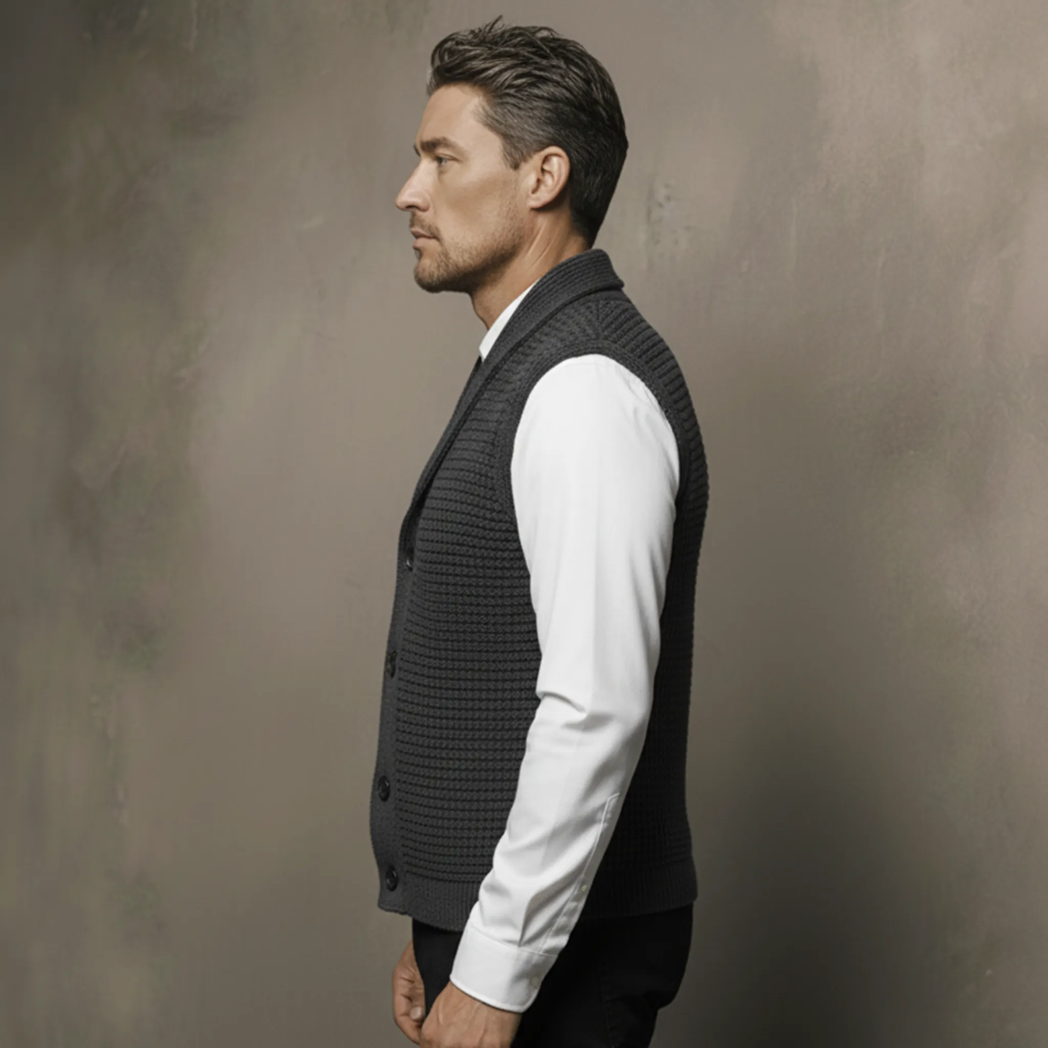 Men's Classic Retro Shawl Collar Knitted Vest MTA1201K8K sold by Manly product image thumbnail 3