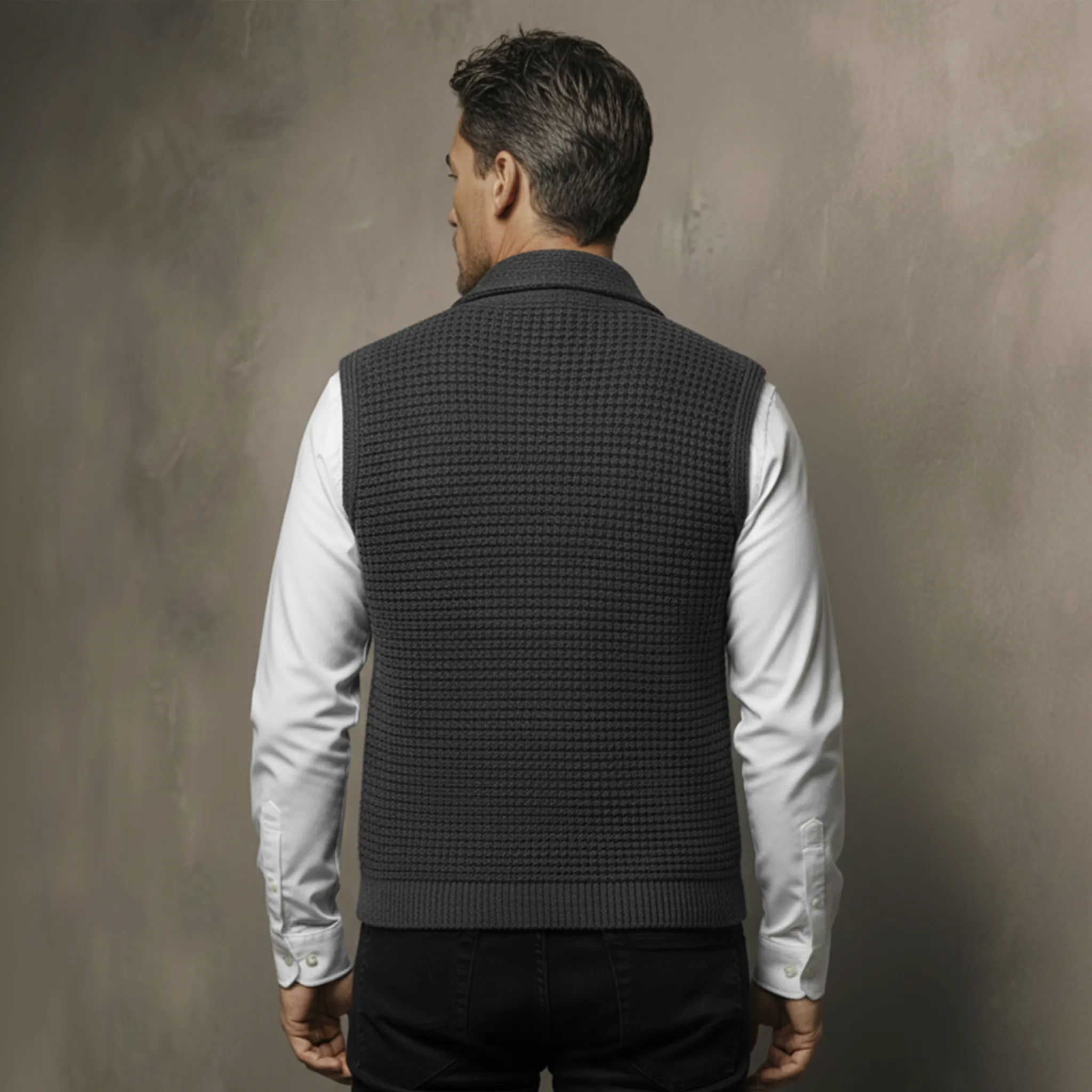 Men's Classic Retro Shawl Collar Knitted Vest MTA1201K8K sold by Manly product image thumbnail 4