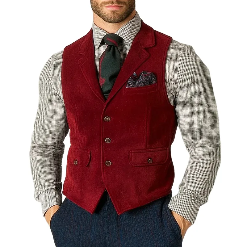 Men's Retro Casual Velvet Button Vest MTA1161K2TO sold by Manly