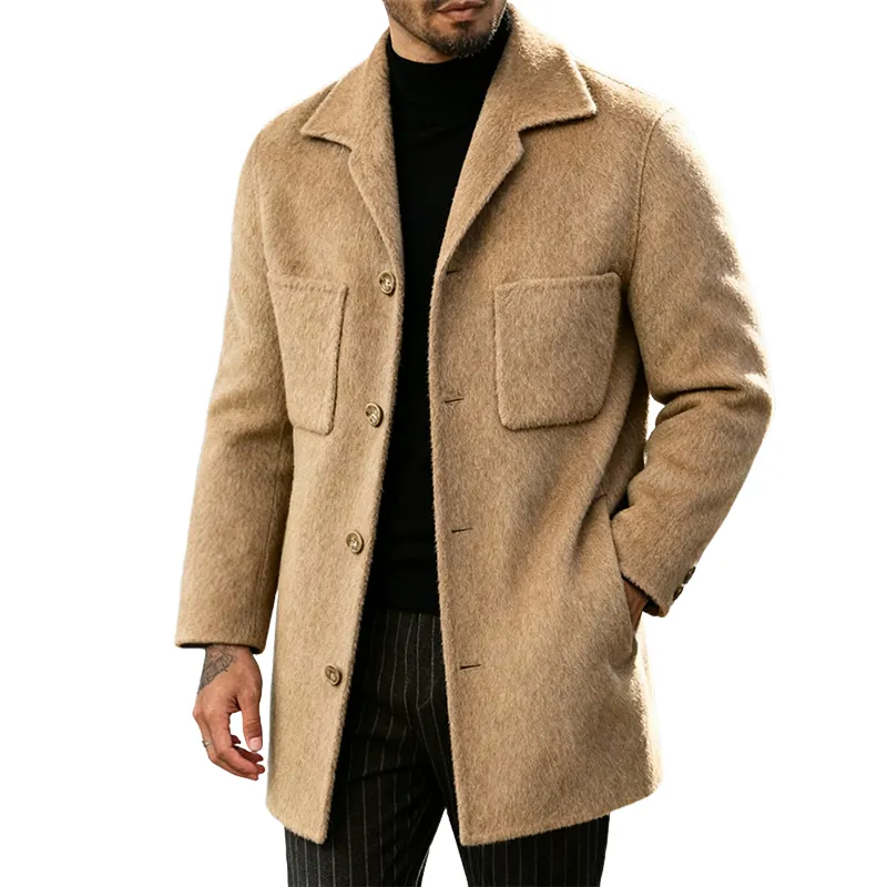 Men's Retro Casual Solid Color Mid-Length Coat MTA1068K8TO sold by Manly