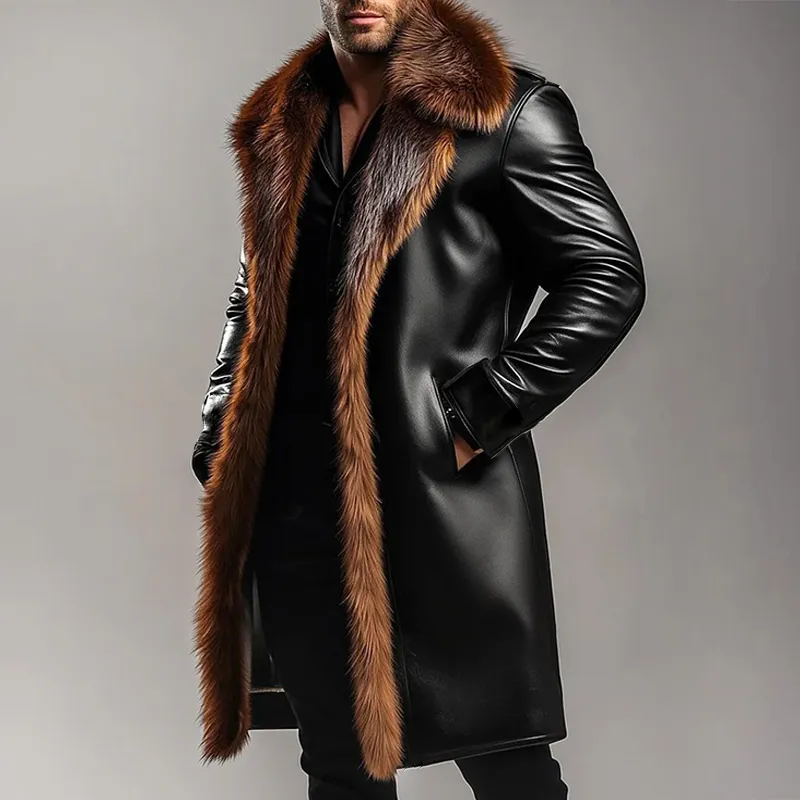 Men's Retro Casual Fur Collar PU Jacket MTA1167K6TO sold by Manly product image thumbnail 2