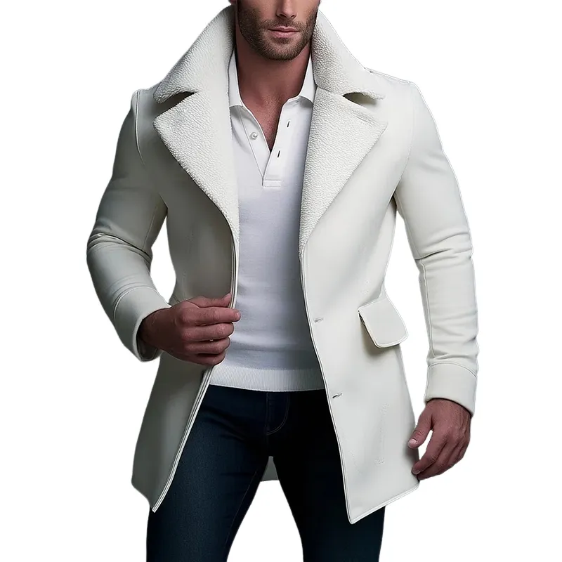 Men's Retro Casual Faux Suede Warm Lapel Mid-Length Jacket MTA1146K2TO sold by Manly