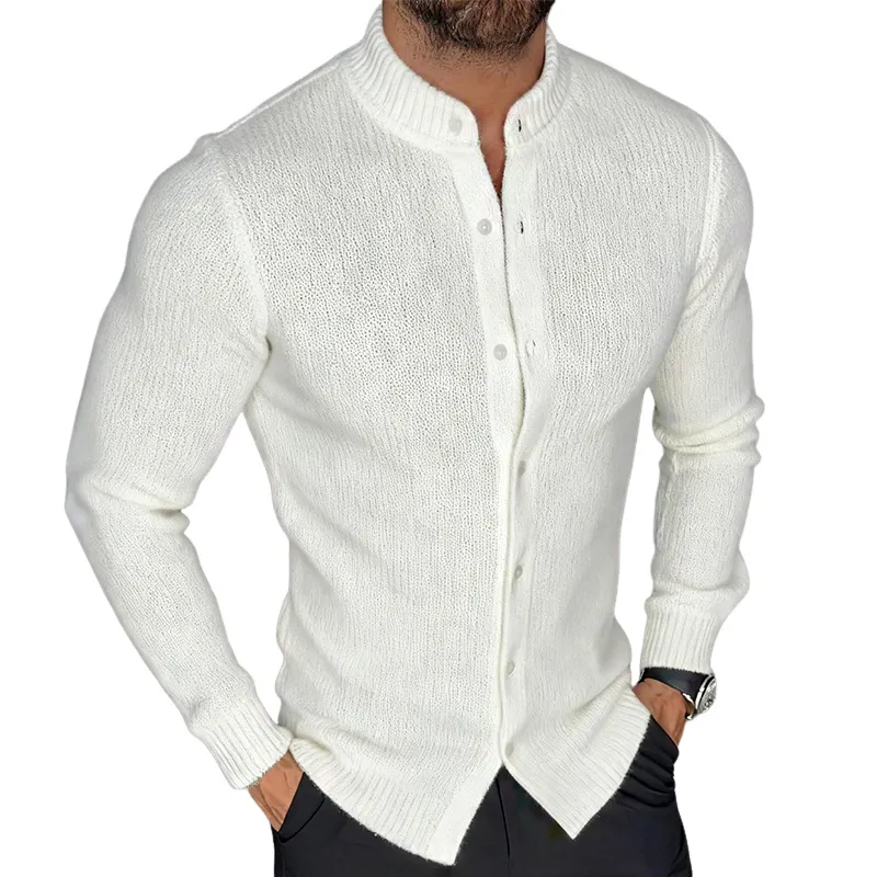 Men's Retro Casual Knitted Shirt With Stand Collar Cardigan MTA1140K6TO sold by Manly