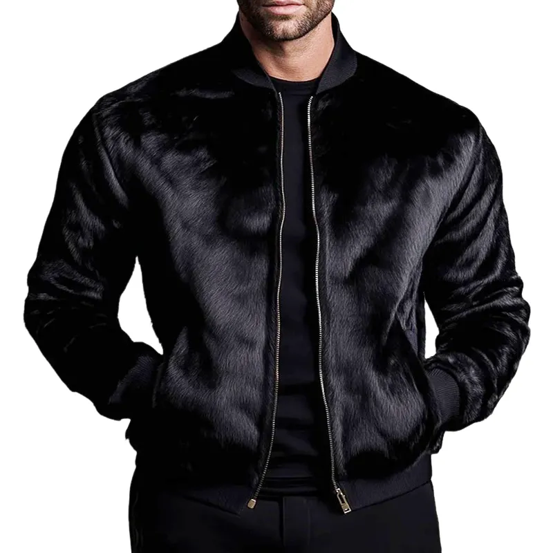 Men's Retro Casual Plush Zipper Baseball Jacket MTA1125K8TO sold by Manly