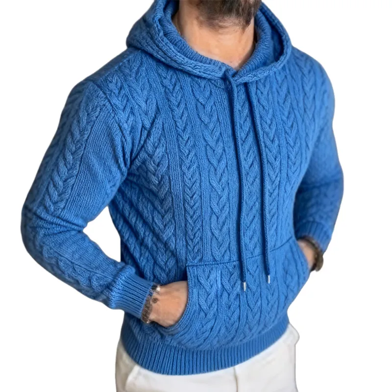 Men's Retro Casual Knitted Cable Knit Sweater Hoodie MTA1135K4TO sold by Manly