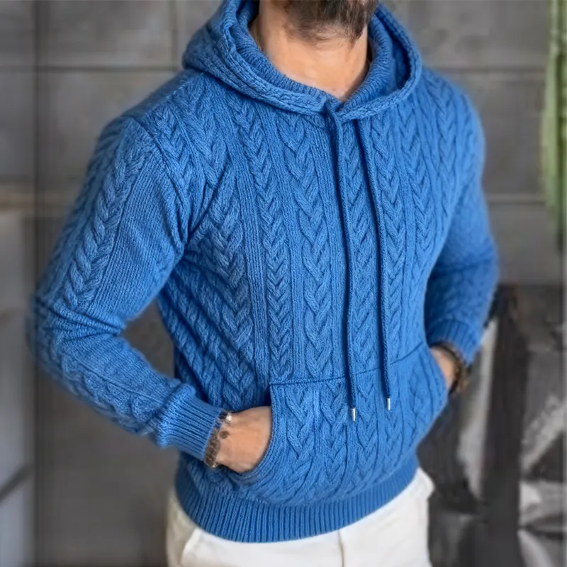 Men's Retro Casual Knitted Cable Knit Sweater Hoodie MTA1135K4TO sold by Manly product image thumbnail 2