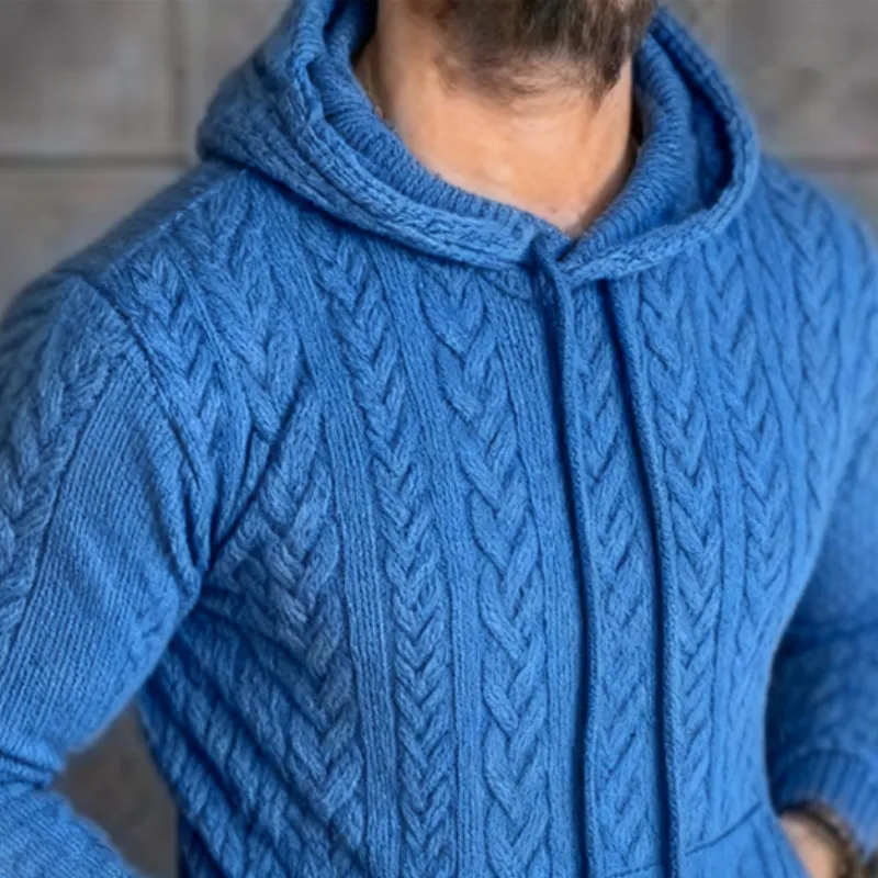 Men's Retro Casual Knitted Cable Knit Sweater Hoodie MTA1135K4TO sold by Manly product image thumbnail 3