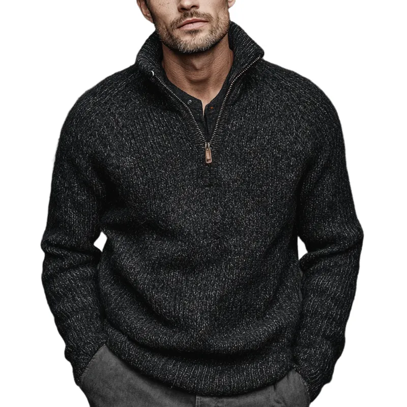Men's Stand-up Collar Half-zip Basic Knit Pullover Sweater MTA1763K6X sold by Manly