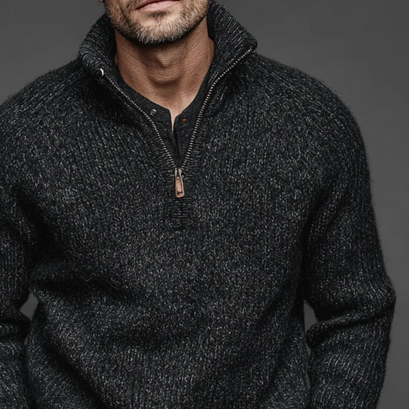 Men's Stand-up Collar Half-zip Basic Knit Pullover Sweater MTA1763K6X sold by Manly product image thumbnail 4