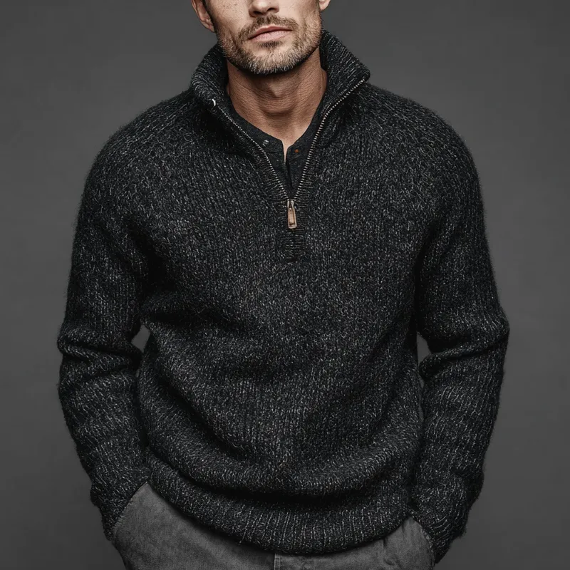 Men's Stand-up Collar Half-zip Basic Knit Pullover Sweater MTA1763K6X sold by Manly product image thumbnail 3