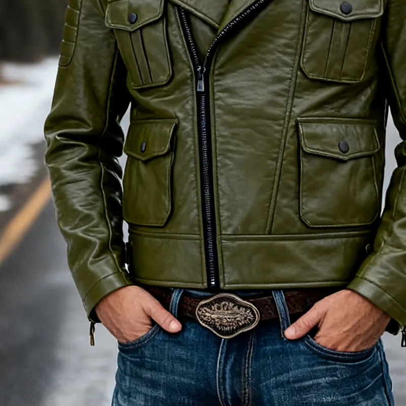 Men's Solid Color Multi-pocket Zipper Motorcycle Style PU Jacket MTA1714K4X sold by Manly product image thumbnail 4