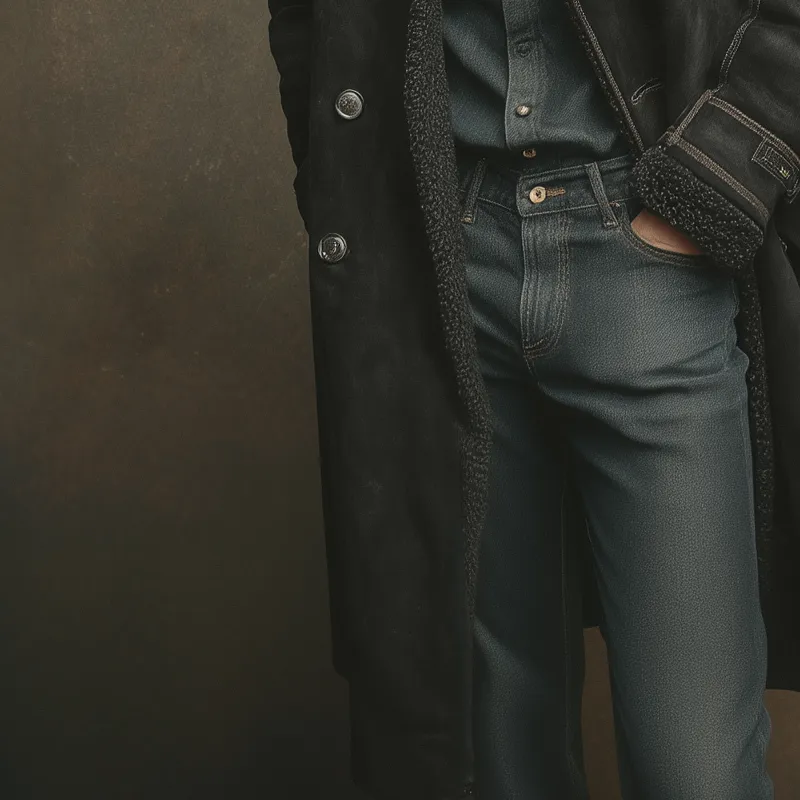 Men's Solid Color Faux Suede Patchwork Lapel Long Coat MTA1749K9X sold by Manly product image thumbnail 4