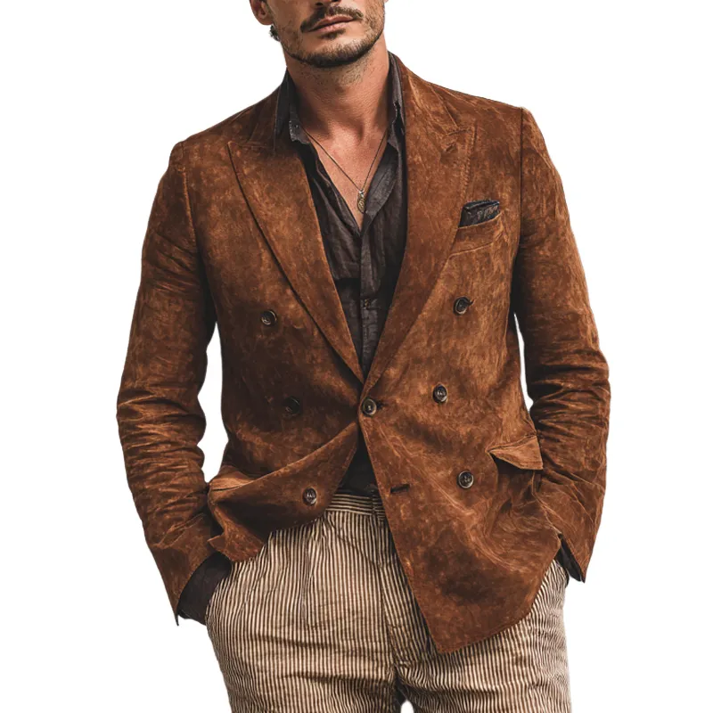 Men's Retro Faux Suede Lapel Blazer MTA1789K6X sold by Manly