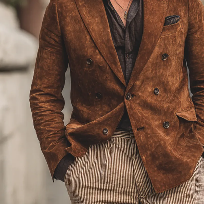 Men's Retro Faux Suede Lapel Blazer MTA1789K6X sold by Manly product image thumbnail 4