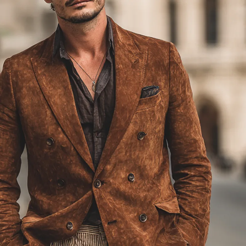 Men's Retro Faux Suede Lapel Blazer MTA1789K6X sold by Manly product image thumbnail 3