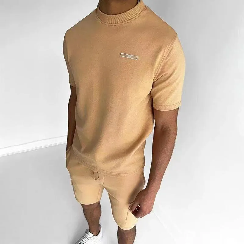 Men's Solid Round Neck Short Sleeve T-shirt Shorts Sports Casual Set 25986168Z sold by Manly product image thumbnail 3