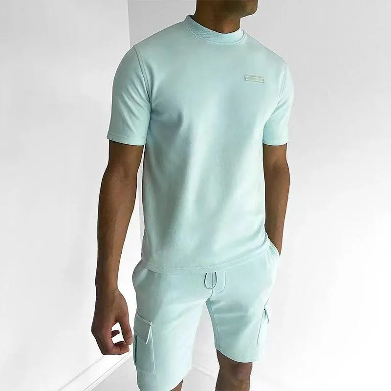 Men's Solid Round Neck Short Sleeve T-shirt Shorts Sports Casual Set 25986168Z sold by Manly product image thumbnail 5