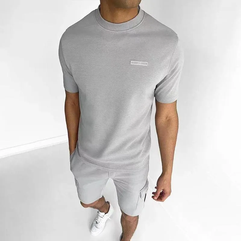 Men's Solid Round Neck Short Sleeve T-shirt Shorts Sports Casual Set 25986168Z sold by Manly product image thumbnail 2
