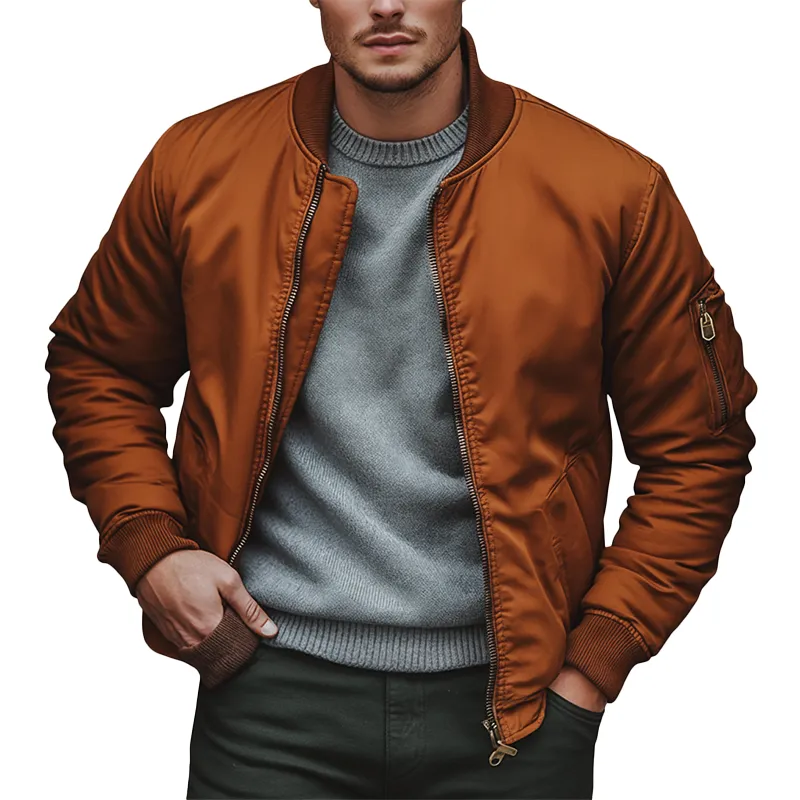 Men's Retro Polyester Blend Quilted Bomber Jacket MTA1528K7P sold by Manly