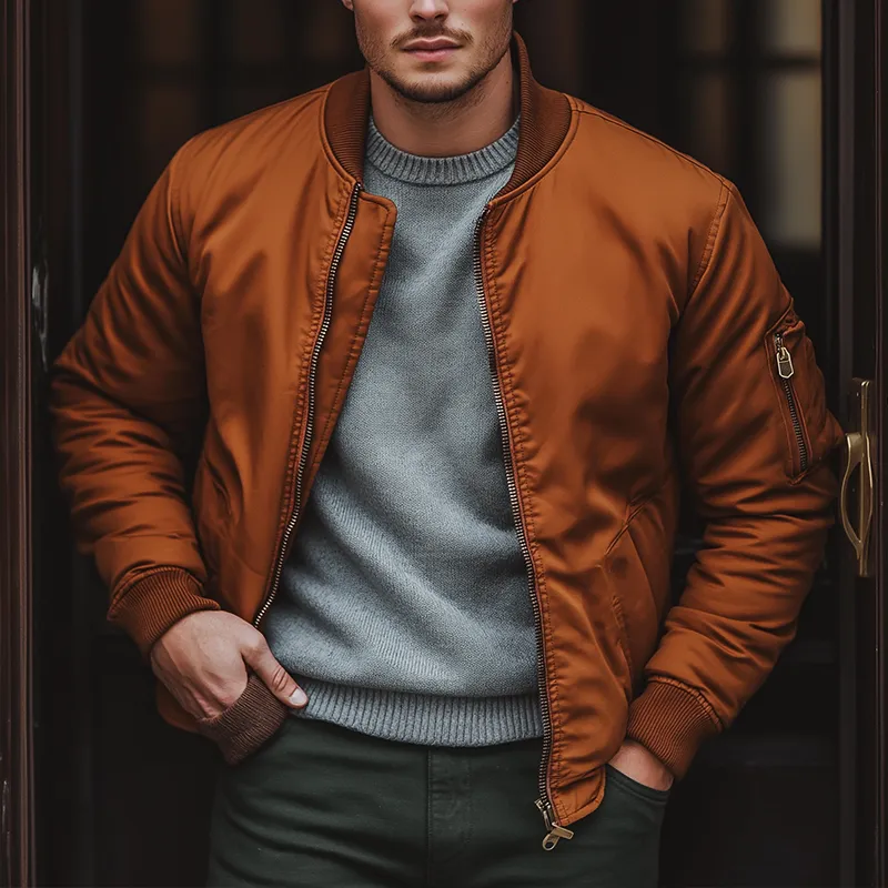 Men's Retro Polyester Blend Quilted Bomber Jacket MTA1528K7P sold by Manly product image thumbnail 2