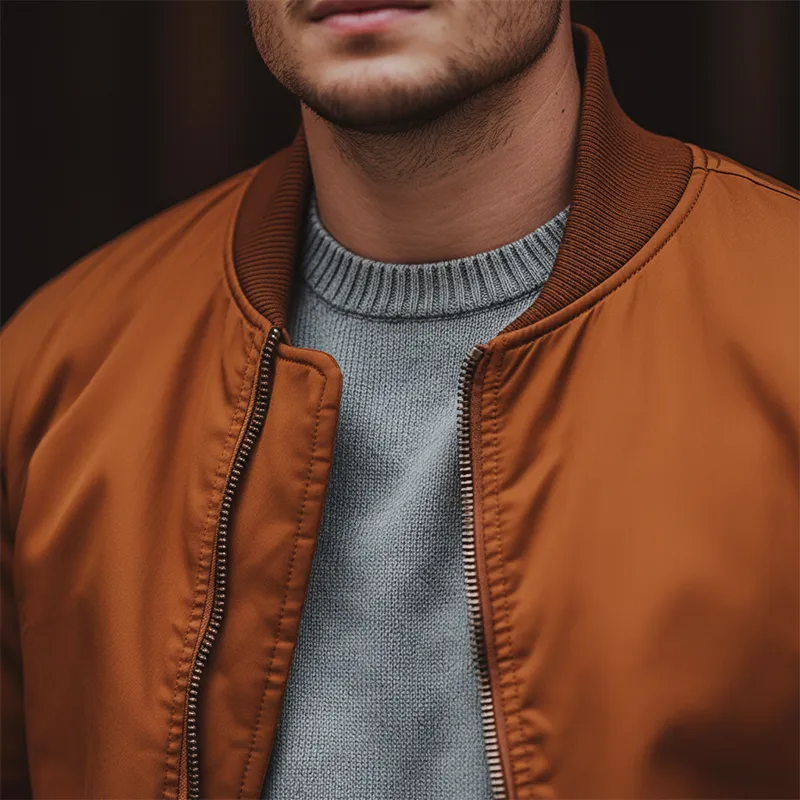 Men's Retro Polyester Blend Quilted Bomber Jacket MTA1528K7P sold by Manly product image thumbnail 4