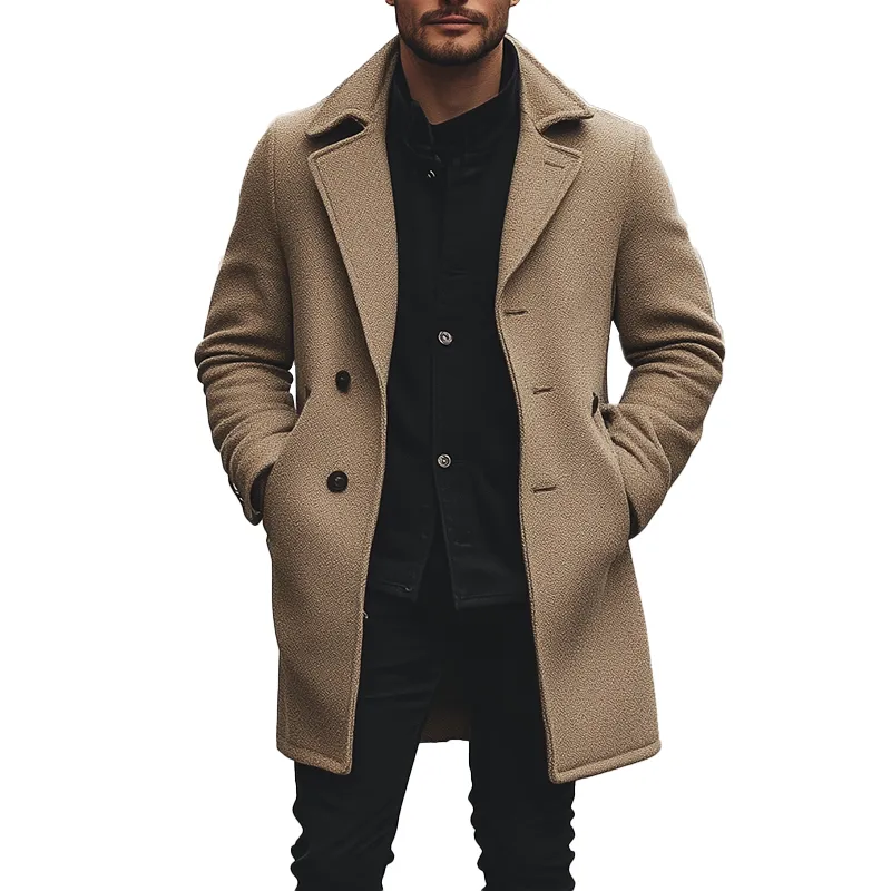 Men's Winter Retro Textured Faux Wool Mid-Length Coat MTA1576K1P sold by Manly