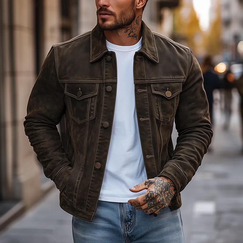 Men's Winter Retro Faux Suede Classic Jacket MTA1584K7P sold by Manly product image thumbnail 2