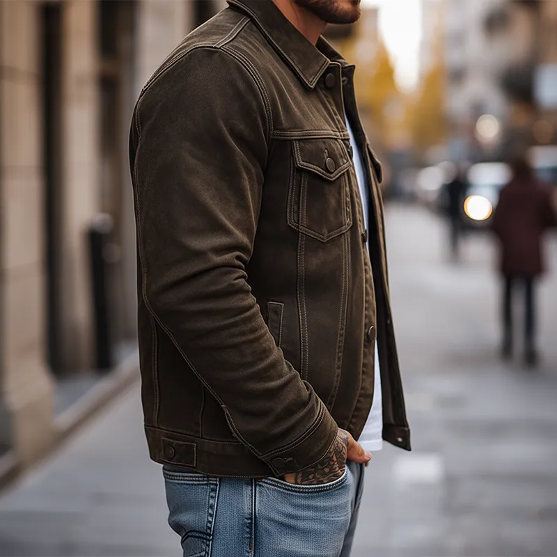 Men's Winter Retro Faux Suede Classic Jacket MTA1584K7P sold by Manly product image thumbnail 3