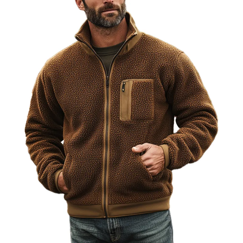 Men's Winter Retro Fleece Zip-Up Jacket MTA1593K3P sold by Manly