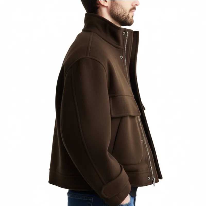 Men's Urban Loose-fitting Stand-up Collar Faux Wool Jacket MTA1574K9U sold by Manly product image thumbnail 2