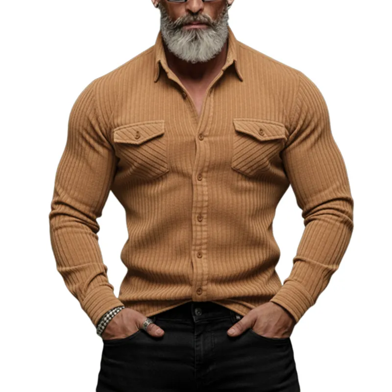 Men's Classic Casual Corduroy Slim Fit Long-Sleeve Shirt MTA1489K4K sold by Manly