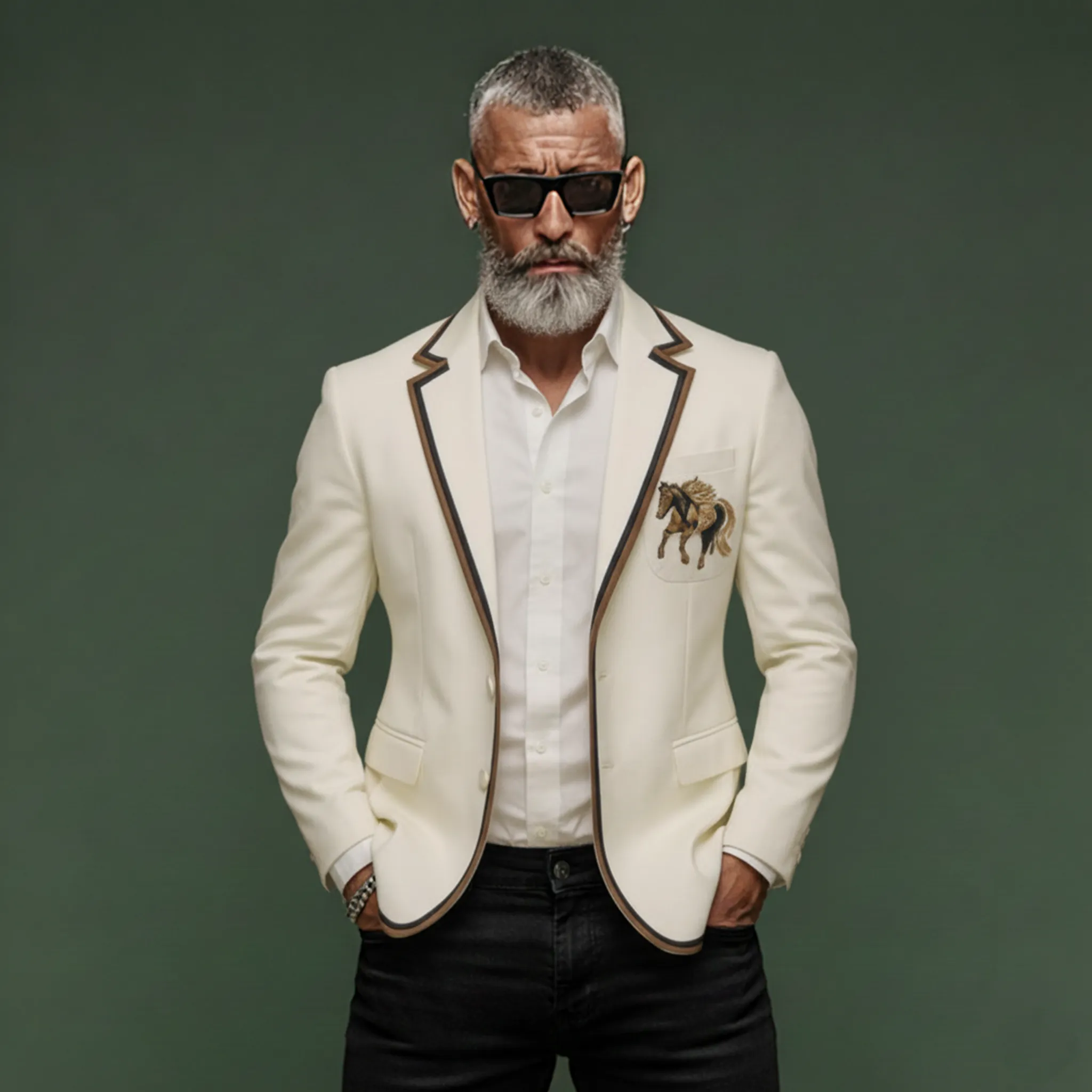 Men's Classic Retro Pocket Embroidered Slim Single-breasted Blazer MTA1419K8K sold by Manly product image thumbnail 2