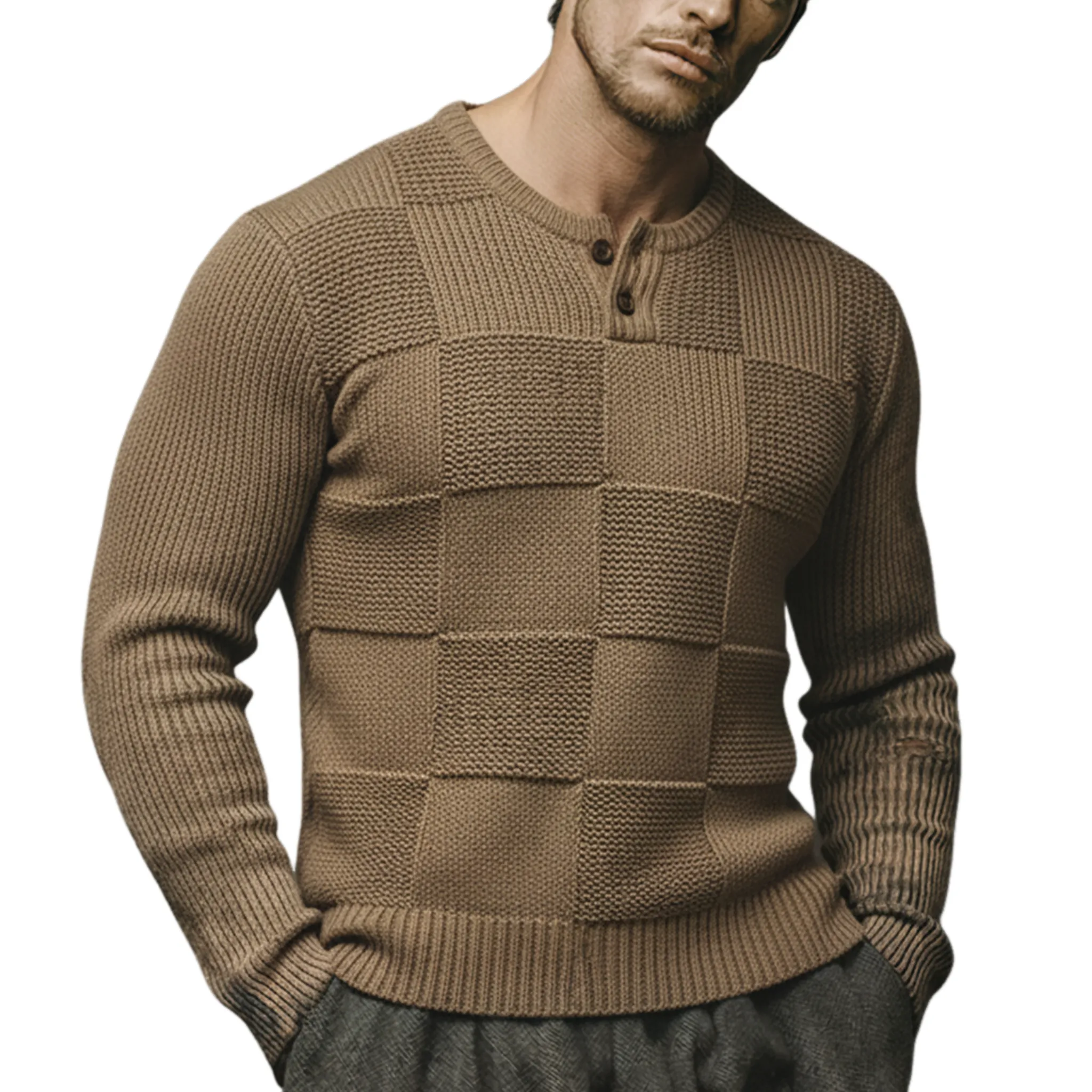 Men's Classic Casual Henry Slim Fit Sweater MTA1494K1K sold by Manly