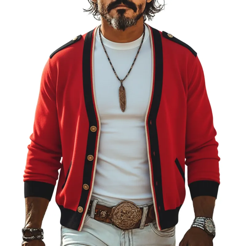 Men's Casual Western Style Epaulette Knit Cardigan MTA1573K5K sold by Manly