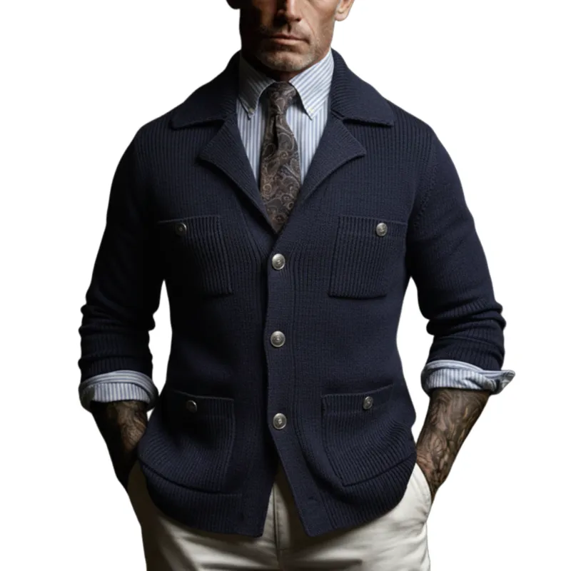 Men's Classic Business Multi-Pocket Knit Cardigan MTA1550K1K sold by Manly