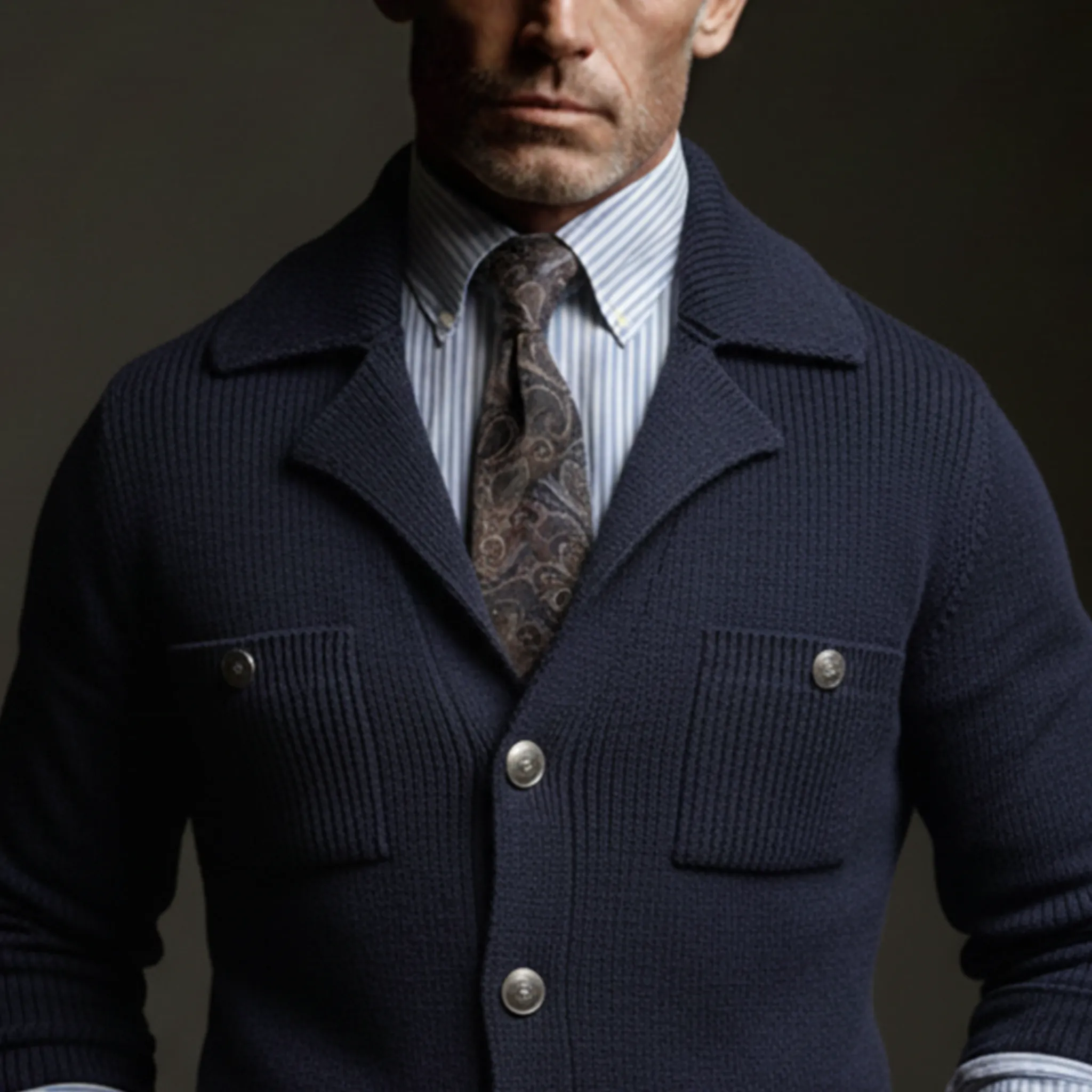 Men's Classic Business Multi-Pocket Knit Cardigan MTA1550K1K sold by Manly product image thumbnail 4