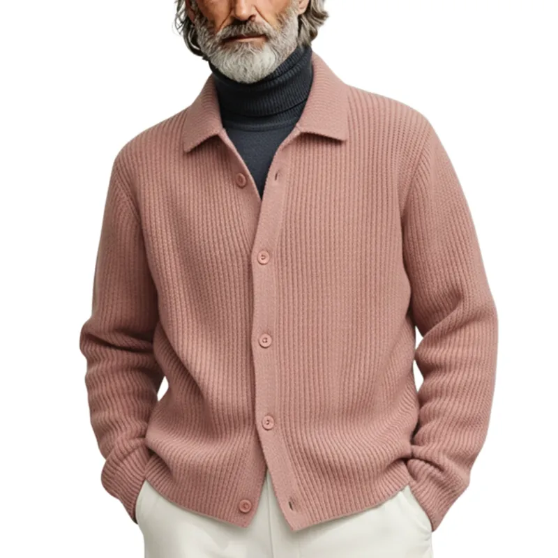 Men's Classic Casual Pink Collared Knit Cardigan MTA1530K2K sold by Manly