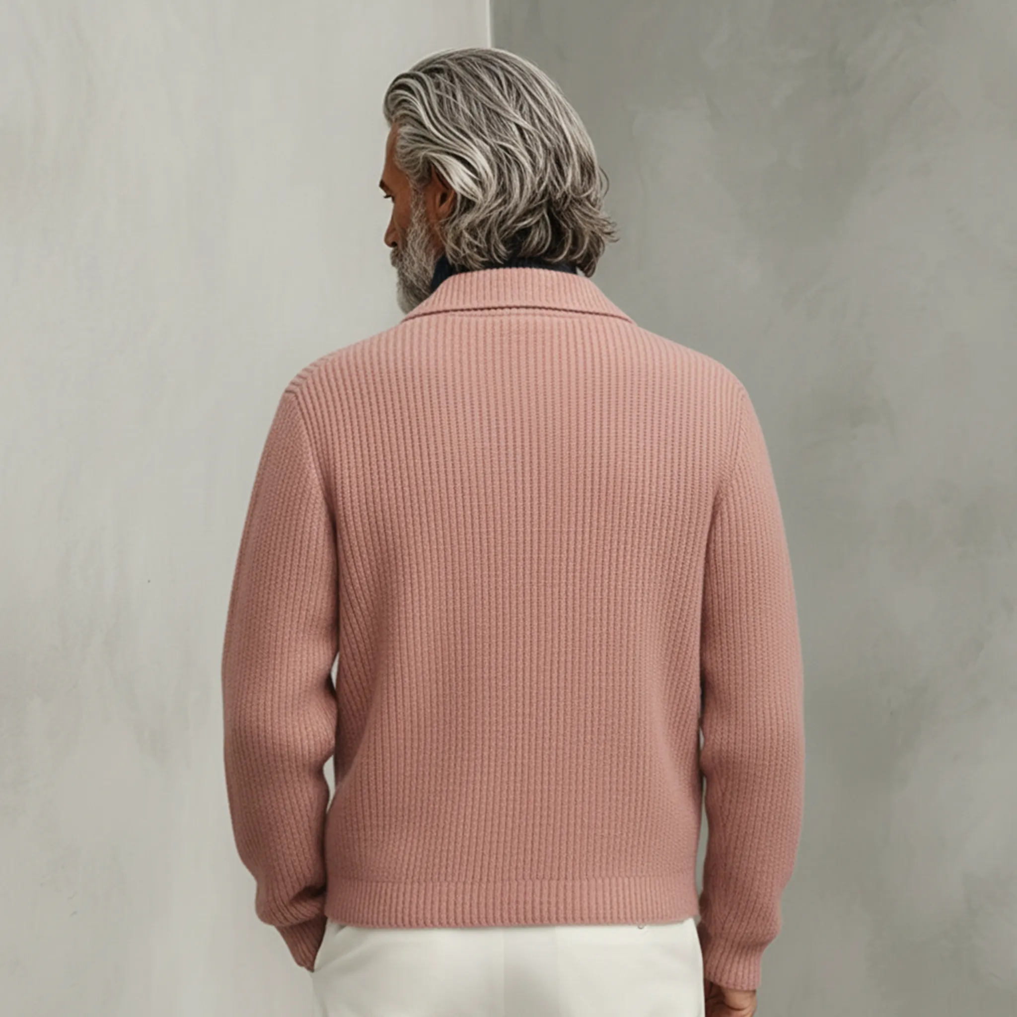 Men's Classic Casual Pink Collared Knit Cardigan MTA1530K2K sold by Manly product image thumbnail 3