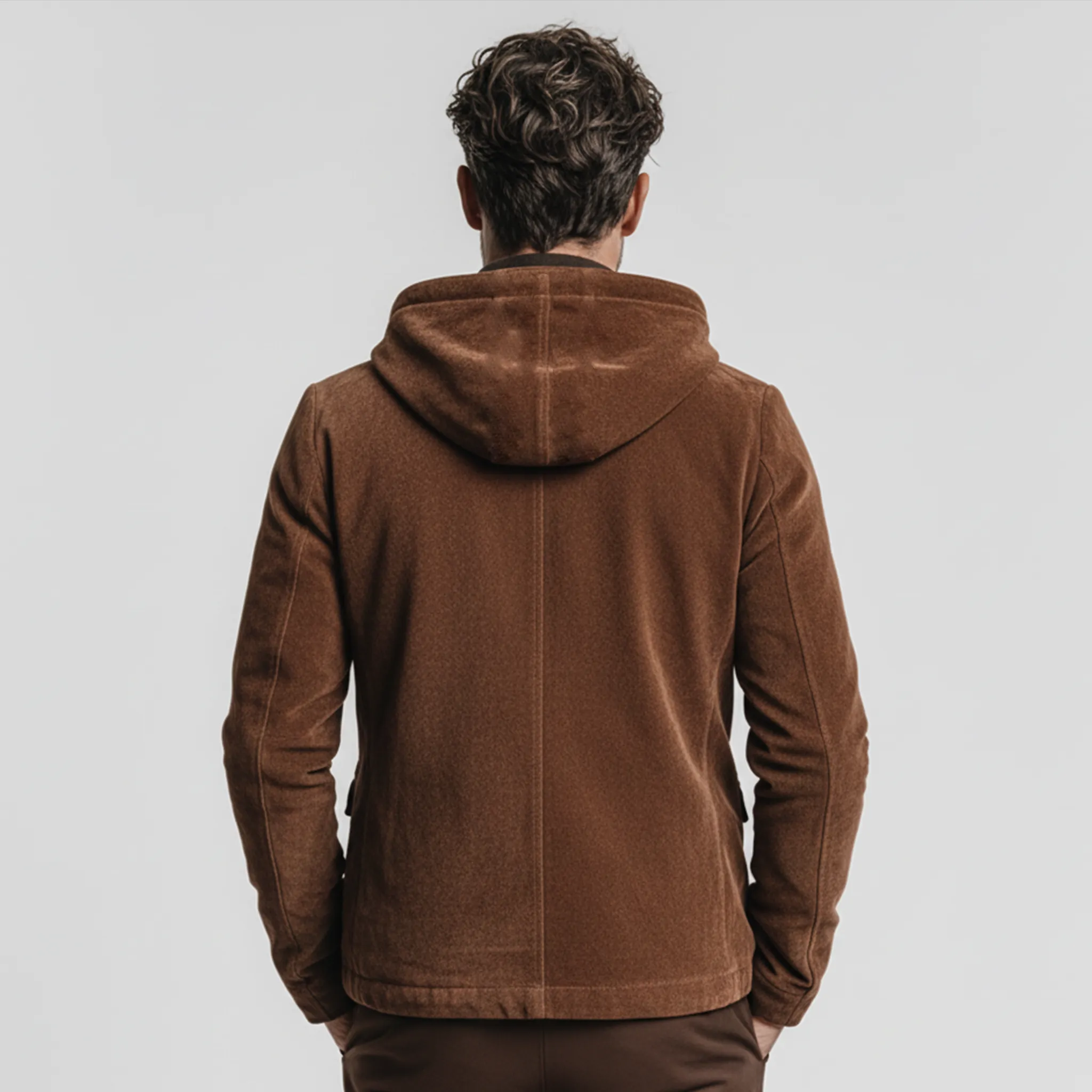 Men's Classic Casual Hooded Faux Suede Single-Breasted Jacket MTA1536K1K sold by Manly product image thumbnail 3