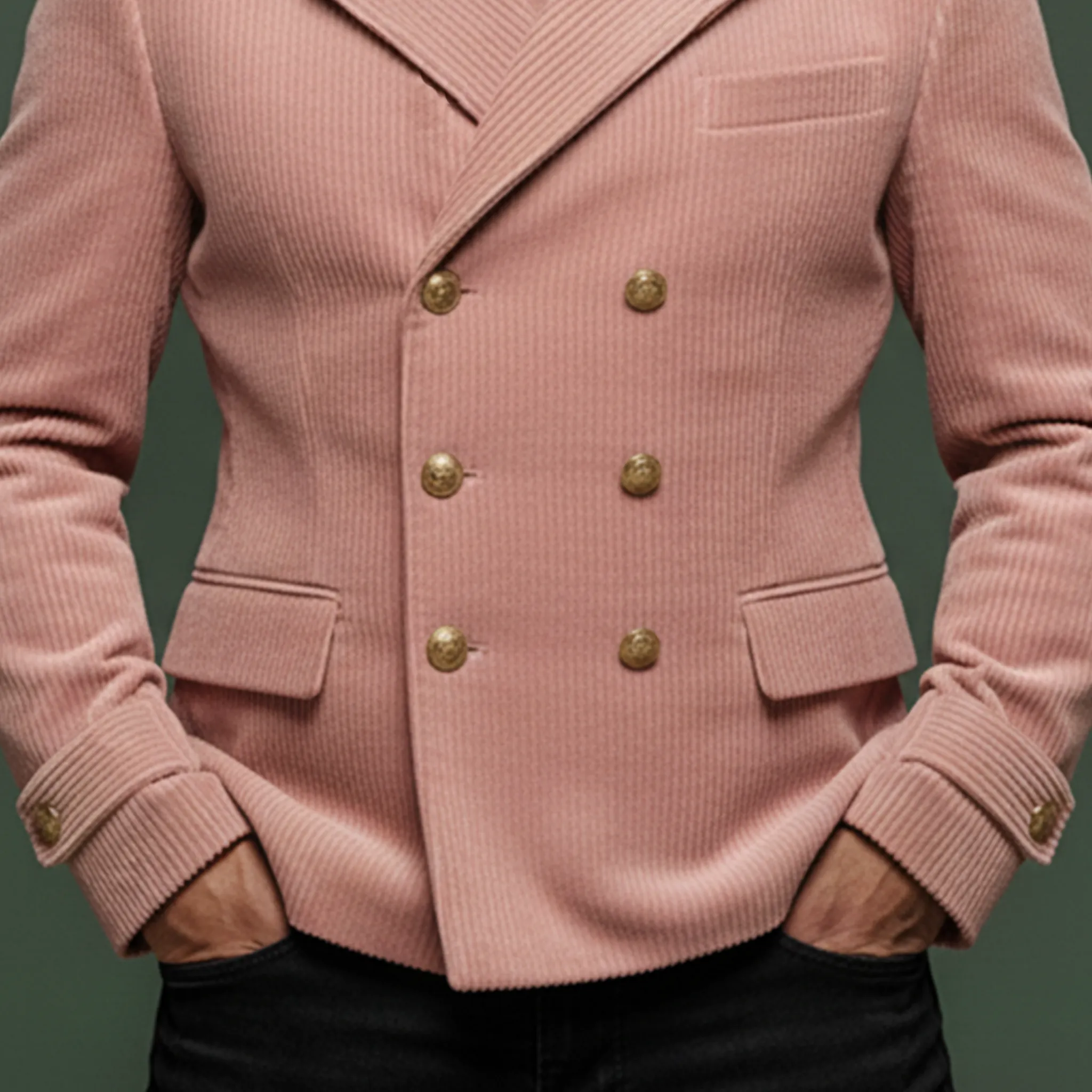 Men's Classic Retro Pink Corduroy Double-breasted Jacket Men's Classic Retro Pink Corduroy Double-breasted Jacket MTA1538K5K sold by Manly product image thumbnail 5