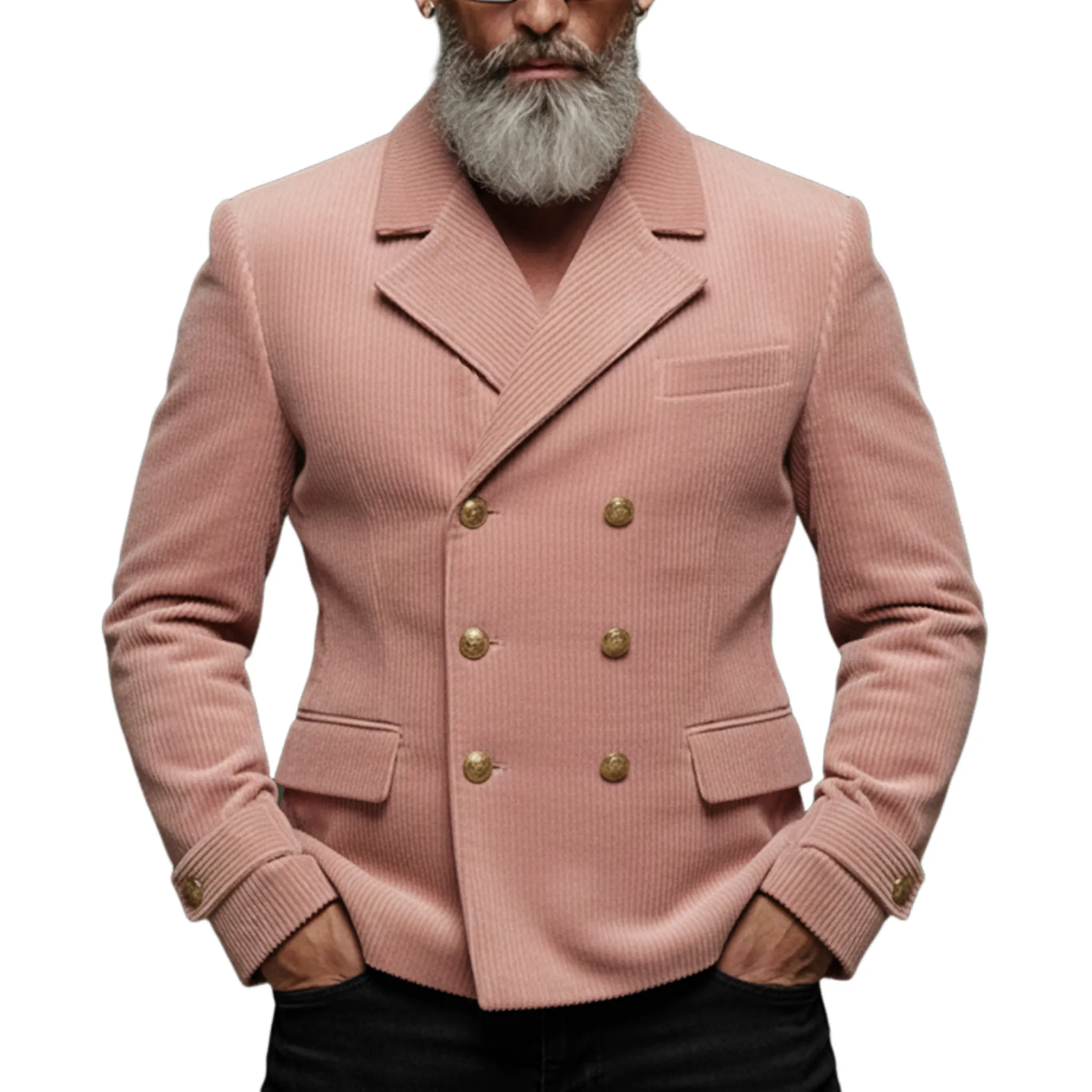 Men's Classic Retro Pink Corduroy Double-breasted Jacket Men's Classic Retro Pink Corduroy Double-breasted Jacket MTA1538K5K sold by Manly
