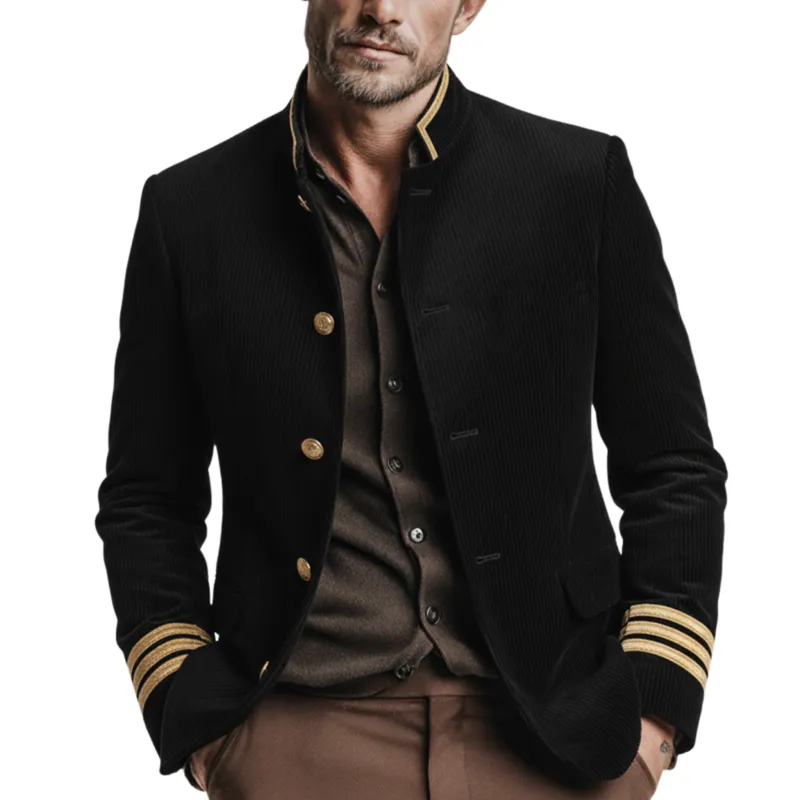 Men's Classic Corduroy Stand Collar Single-Breasted Jacket MTA1561K7K sold by Manly