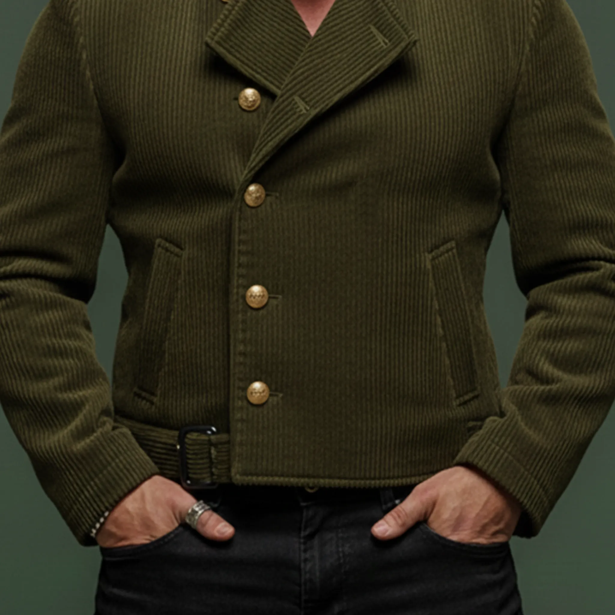 Men's Classic Retro Corduroy Lapel Single-breasted Jacket MTA1596K1K sold by Manly product image thumbnail 5