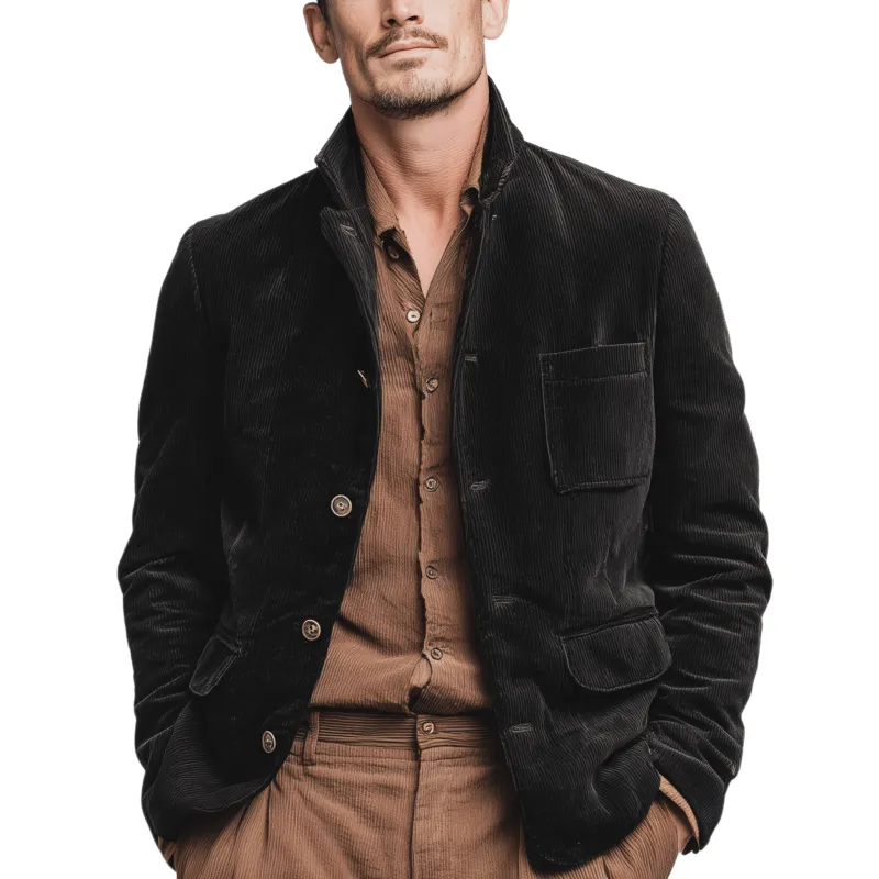 Men's Classic Retro Corduroy Stand-up Collar Jacket MTA1477K3K sold by Manly