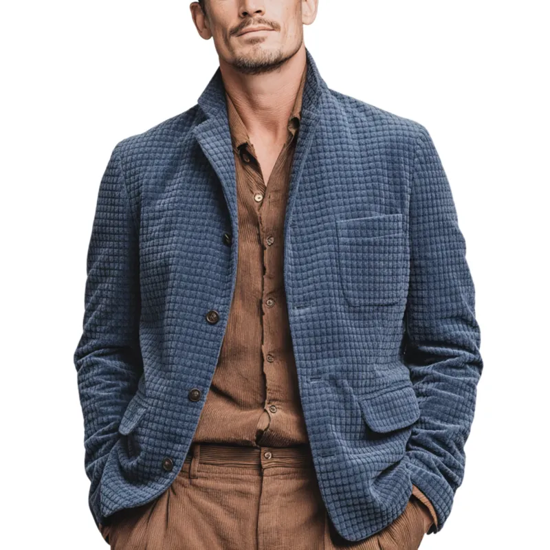 Men's Classic Casual Textured Corduroy Stand Collar Jacket MTA1437K8K sold by Manly