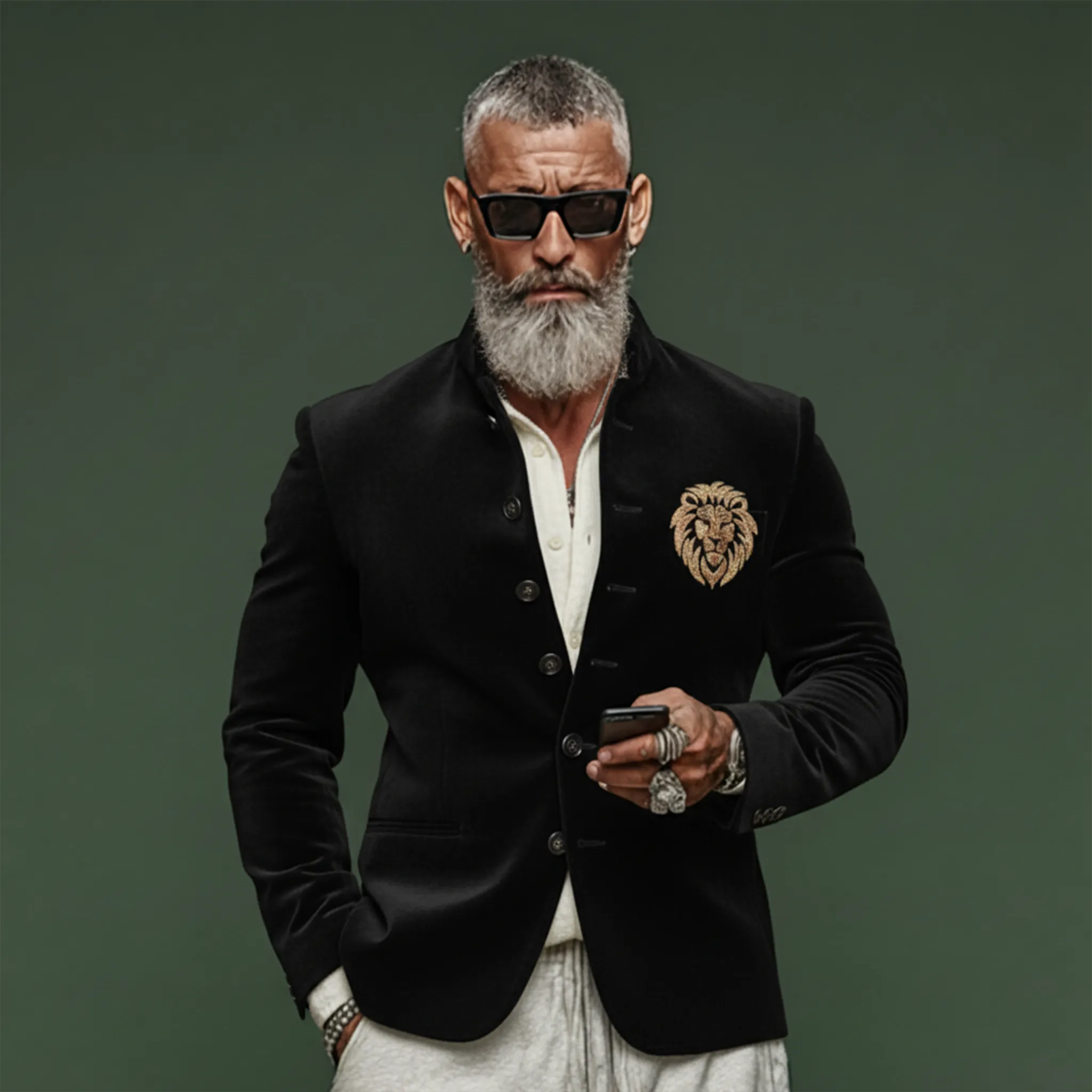 Men's Classic Retro Stand-up Collar Embroidered Slim-fit Single-breasted Jacket MTA1473K4K sold by Manly product image thumbnail 2