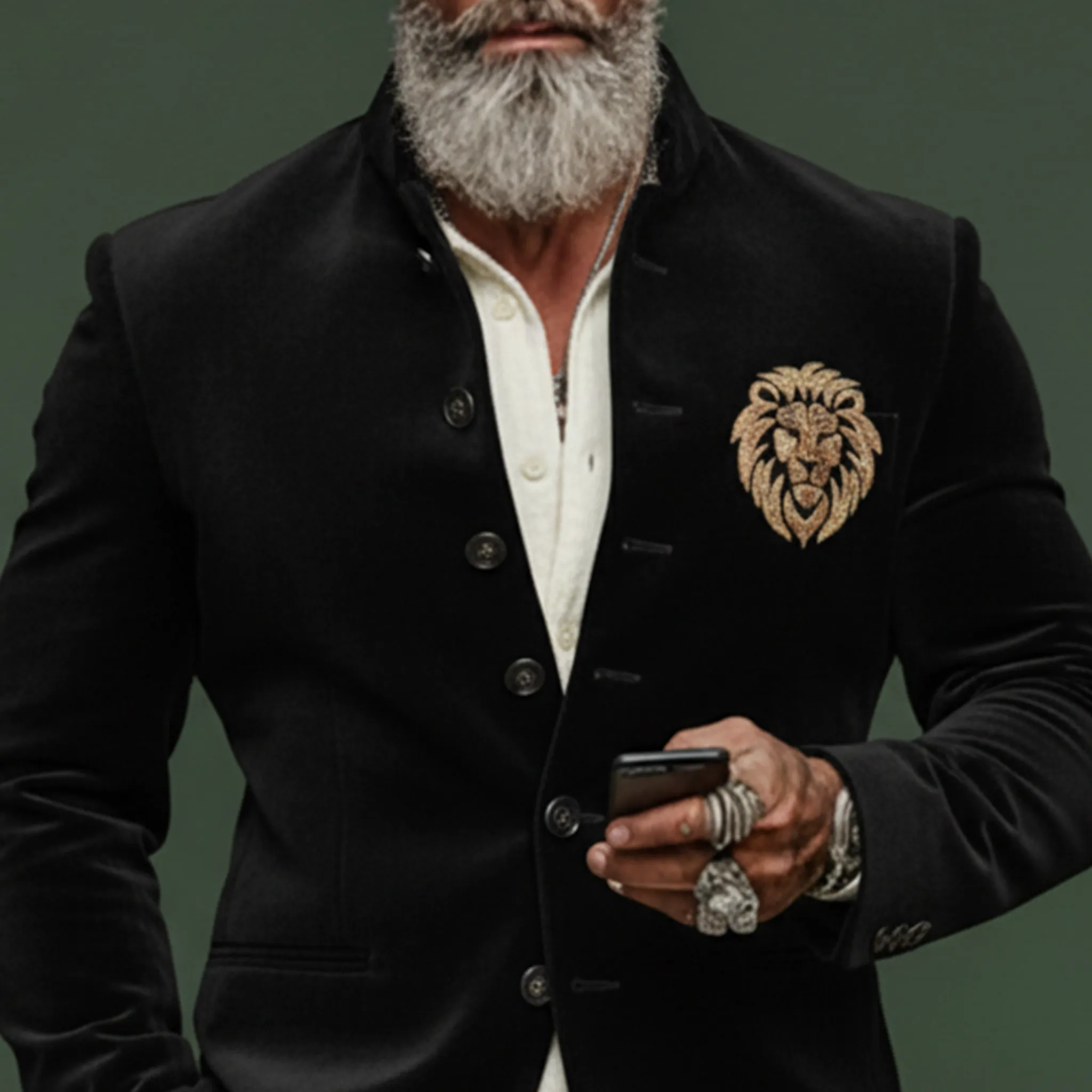 Men's Classic Retro Stand-up Collar Embroidered Slim-fit Single-breasted Jacket MTA1473K4K sold by Manly product image thumbnail 4