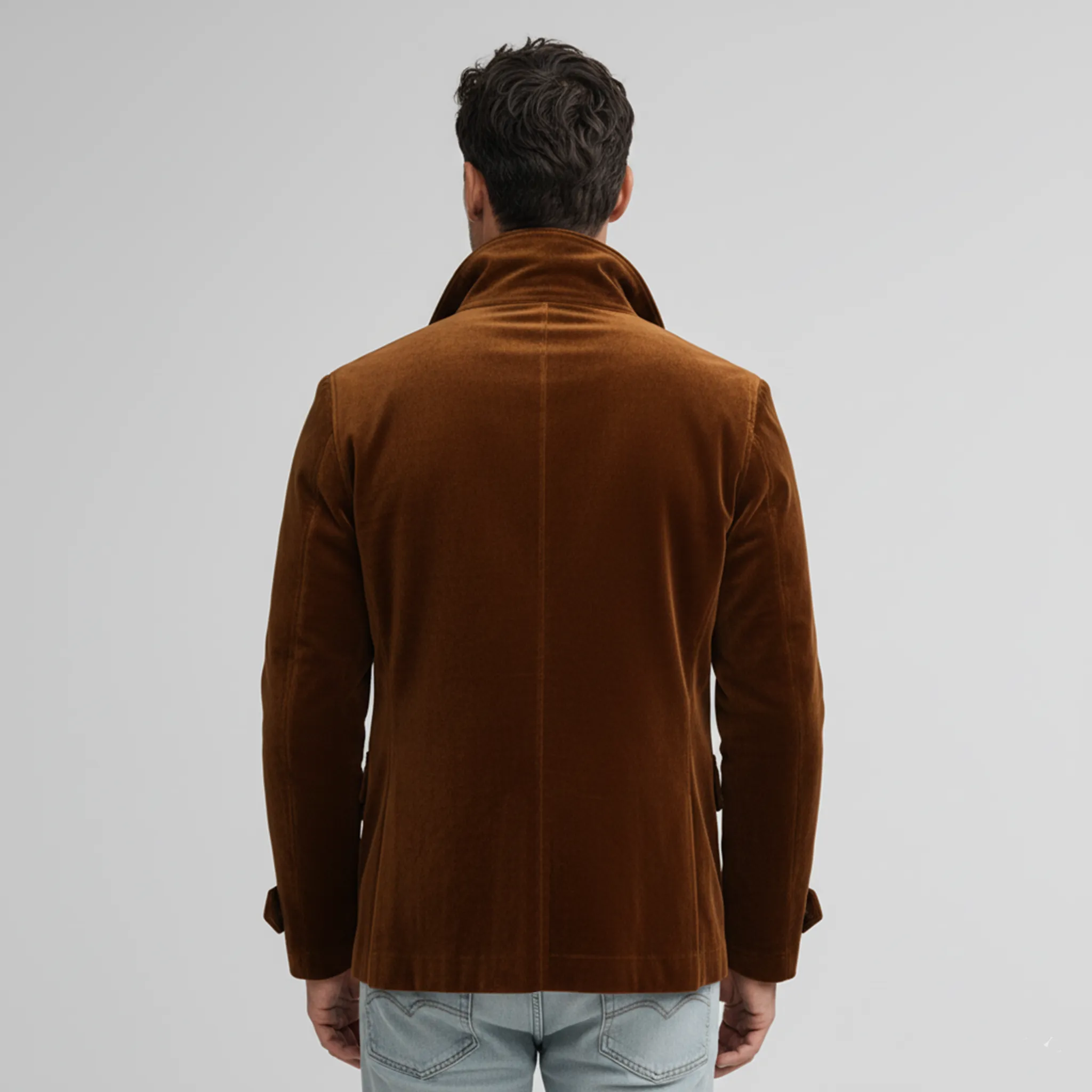 Men's Classic Retro Lapel Double-breasted Faux Velvet Jacket MTA1406K9K sold by Manly product image thumbnail 3